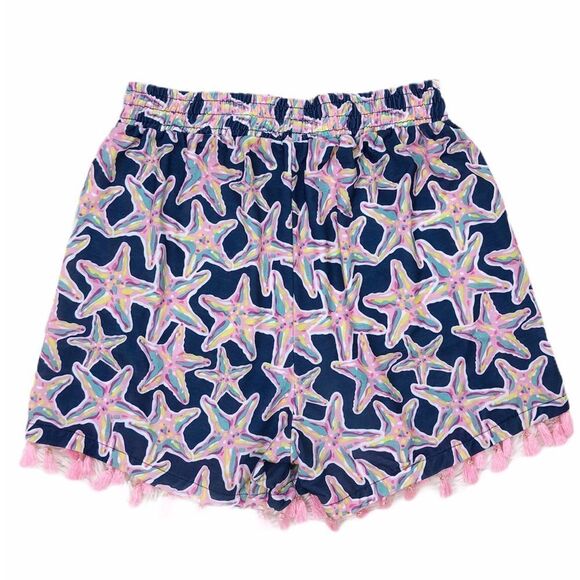 Simply Southern Blue Starfish Print Tassel Hem High Waisted Shorts Size S/M - Picture 2 of 7